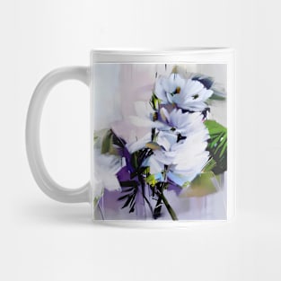Abstract White Floral Mug